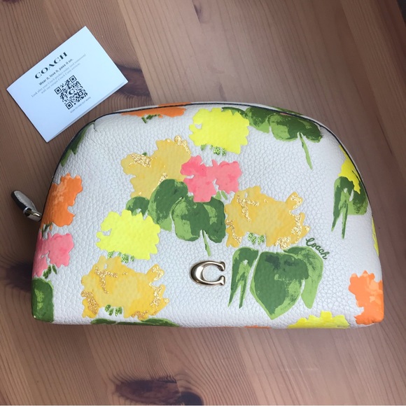 🌸🍃Coach Julienne Cosmetic Case 17 With Floral Print - Picture 1 of 11